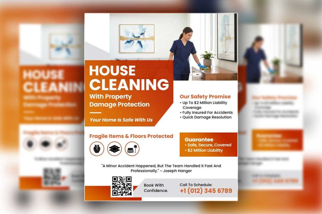 Professional House Cleaning Service with Liability Coverage Flyer Template