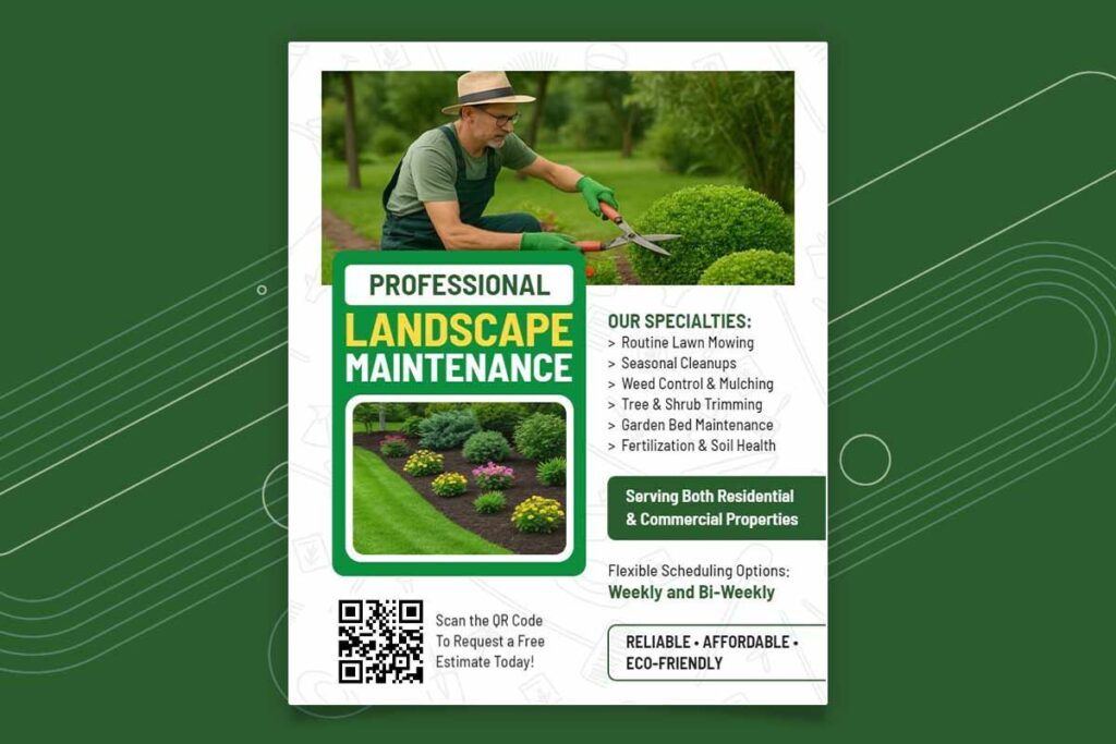 Professional Landscaping Maintenance Service Flyer Template
