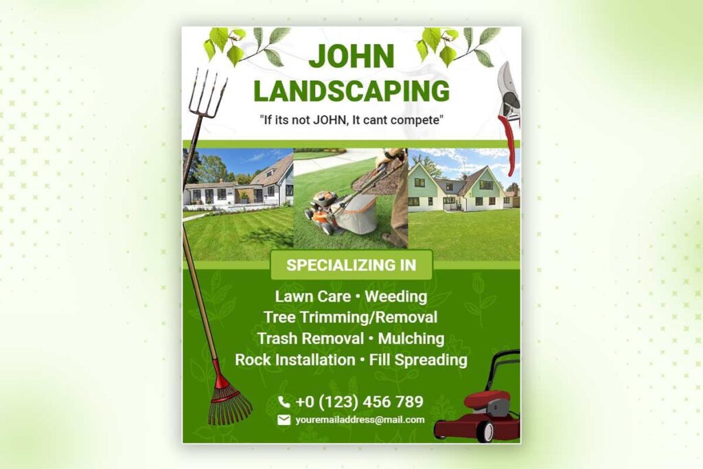 Professional Lawn Care And Gardening Services Flyer Template