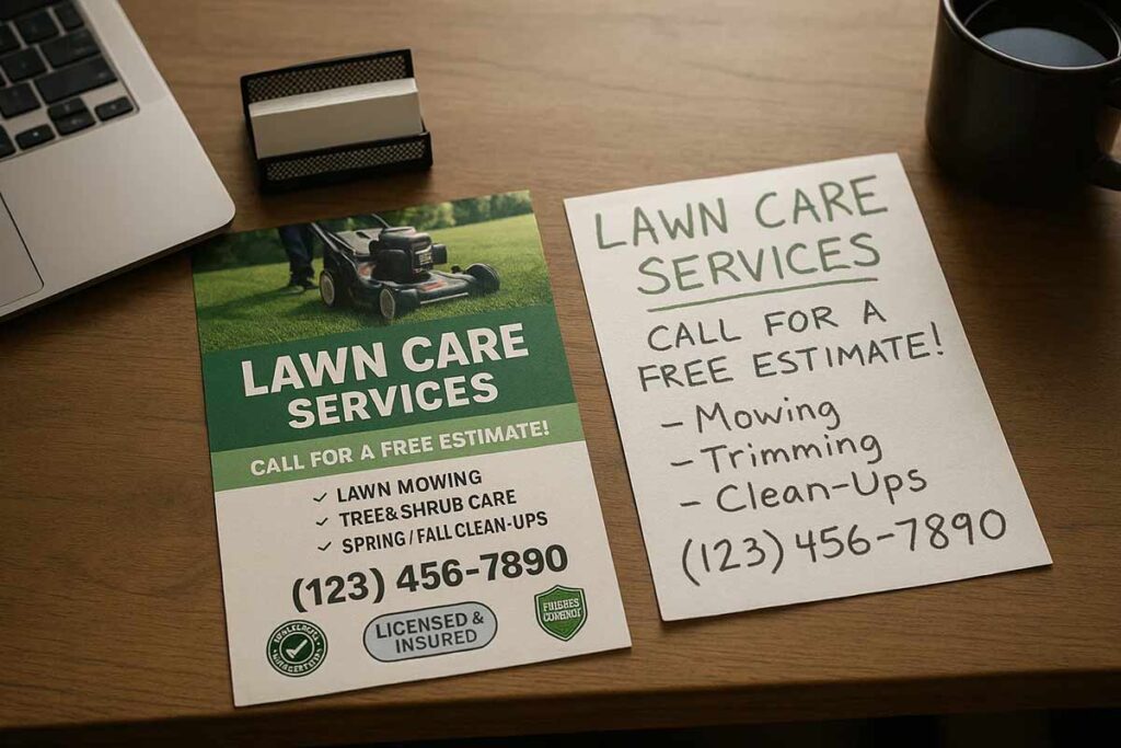 professional lawn care flyers establish credibility in new service areas