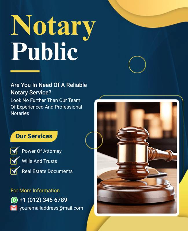 Clear messaging on notary flyer with concise, impactful tagline for easy understanding.