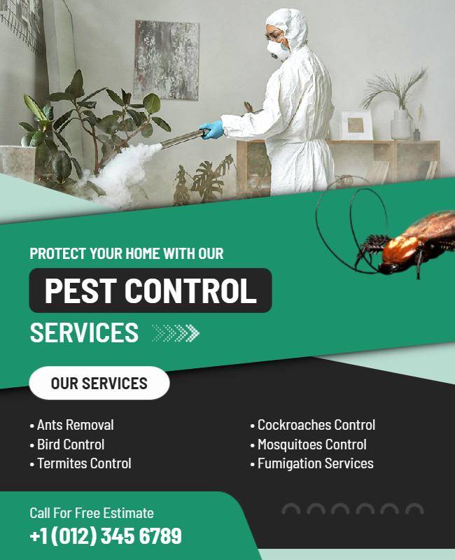 Flyer design highlighting specialized pest control services for targeted solutions