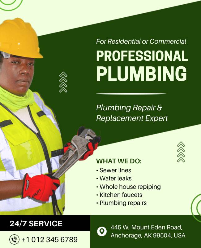 A handyman flyer highlighting services like plumbing with clear icons and a checklist layout for easy readability.