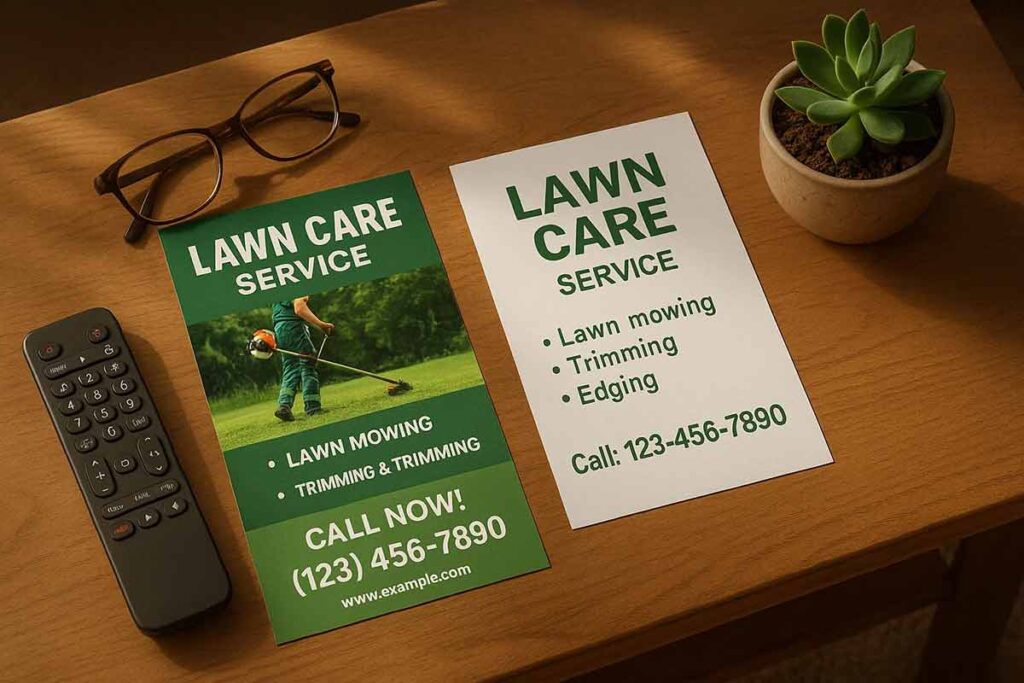 professional vs basic lawn care flyer advertisement