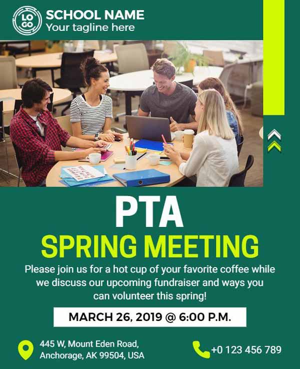 PTA Spring Meeting Education Flyer Featuring Informative Design 