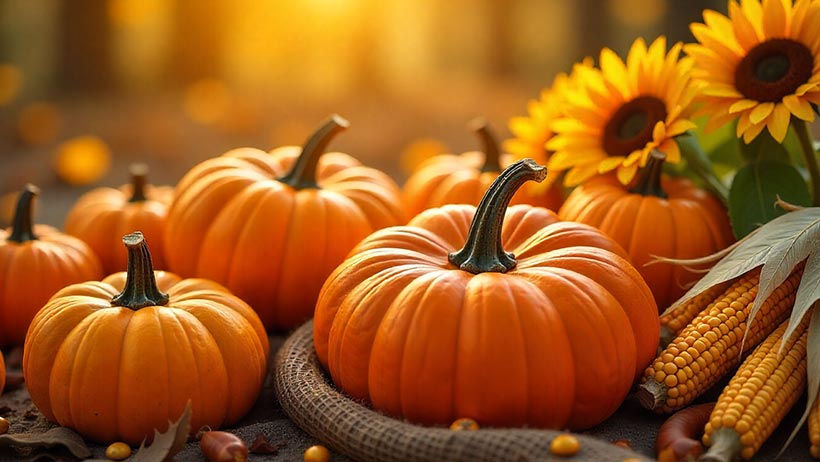 Pumpkin And Sunflower Harvest Theme Wallpaper