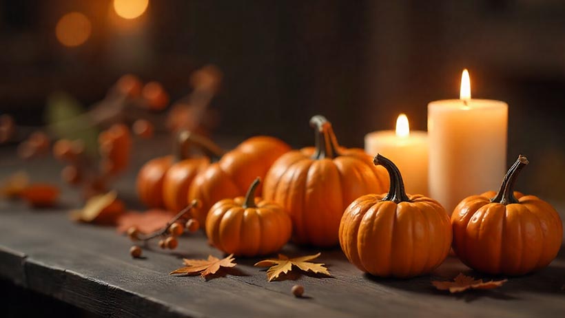 Pumpkin Candlelight Still Life Wallpaper
