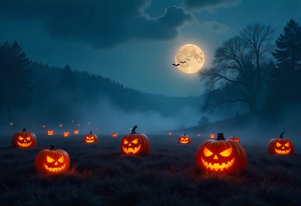 Pumpkin Field Horror Background