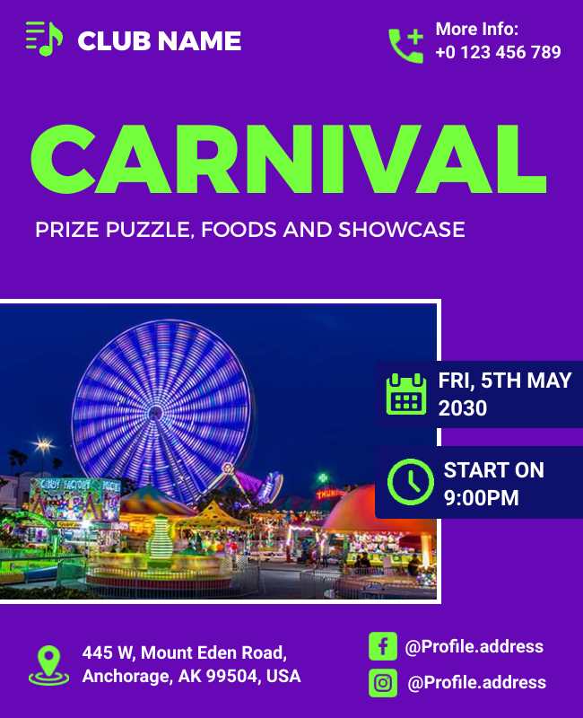 Colorful carnival with thrilling rides and lively entertainment