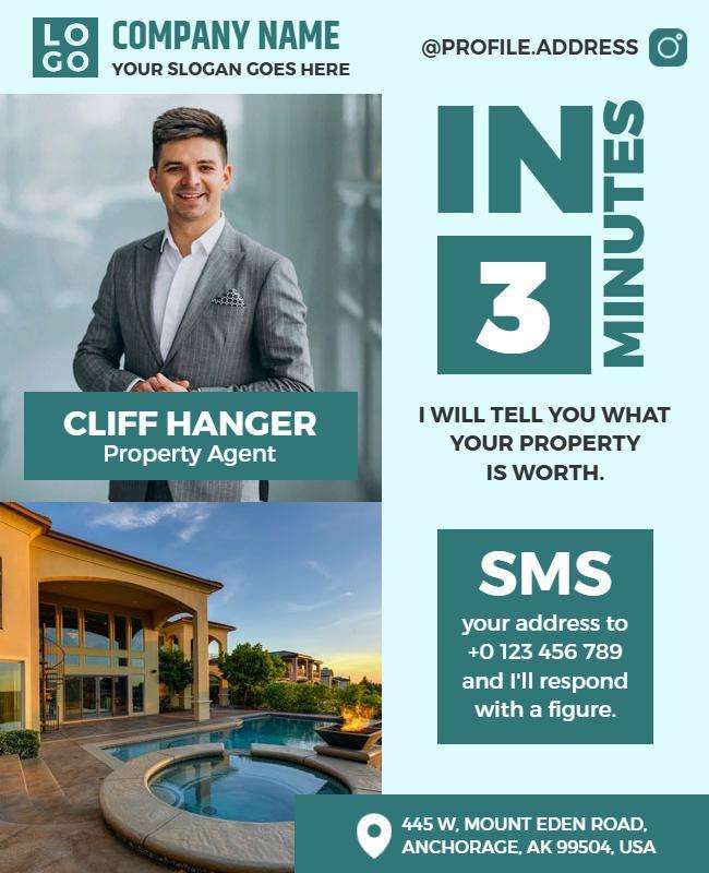 Real Estate Agent Service Advertising Flyer Template