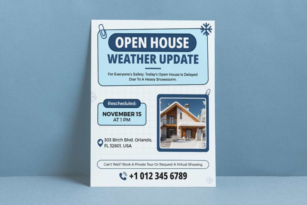 Real Estate Open House Weather Update Flyer Template