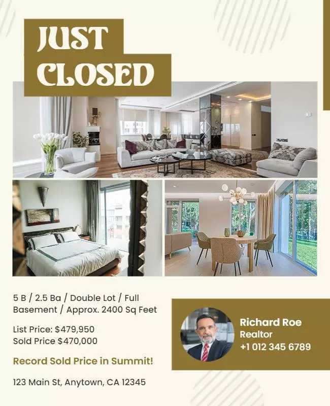 Property Just Closed Announcement Flyer Template