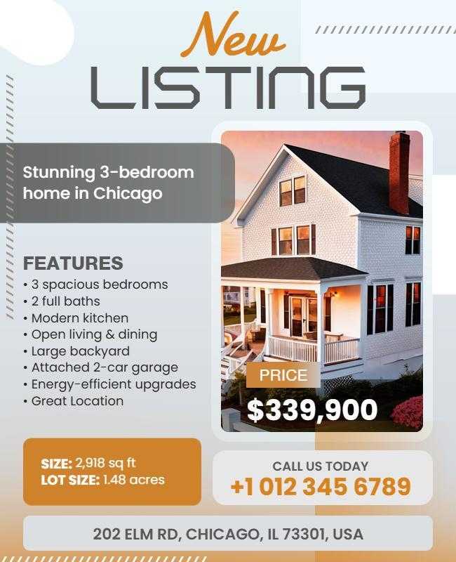 Modern Monochrome Real Estate Listing Agent Flyer Template