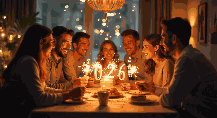 Realistic Indoor New Year Party
