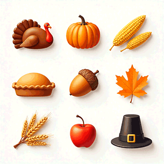 Realistic Thanksgiving Icons