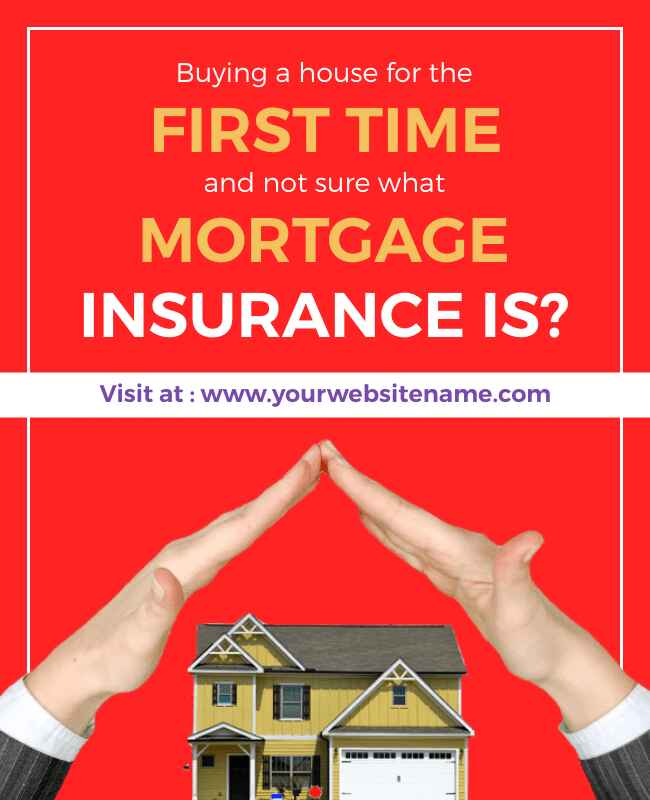 Red mortgage insurance flyer showcasing coverage details and benefits.