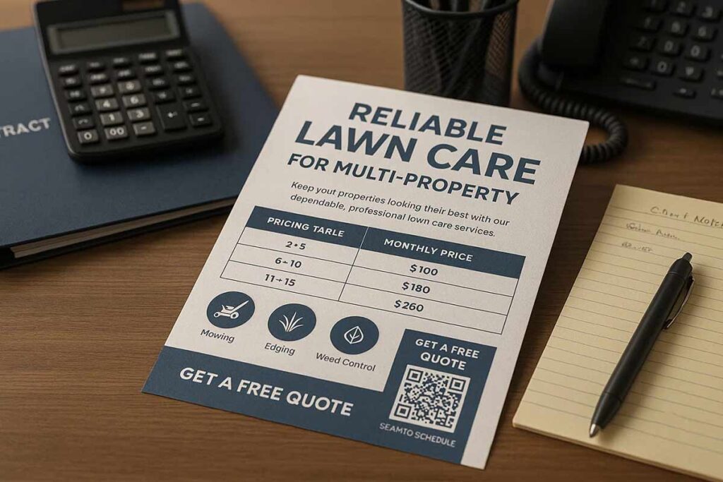 Reliable lawn care flyer for multiple property