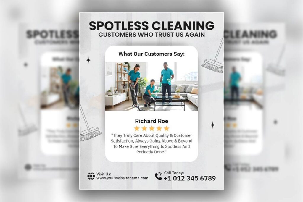 Residential Cleaning Service Testimonials Flyer Template