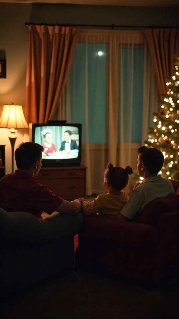 Retro Christmas Tv Evening Wallpaper