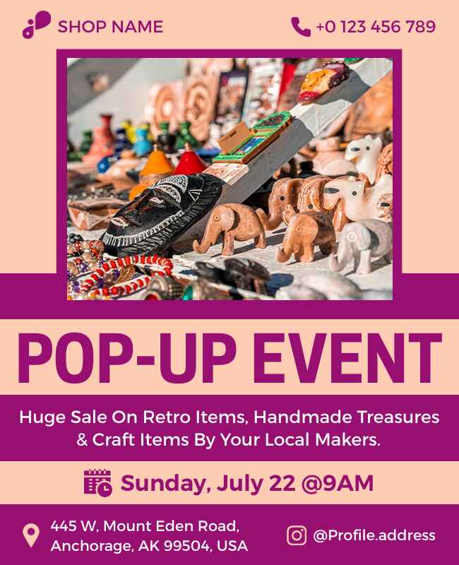 Retro Handmade Crafts Pop-Up Event Flyer Template