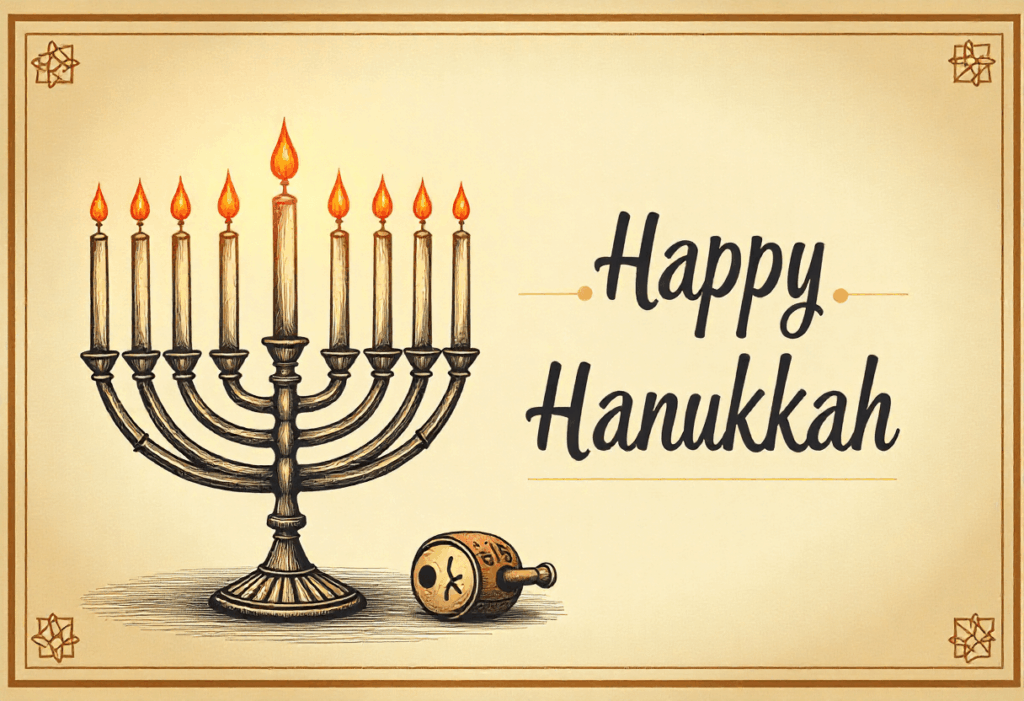 retro hanukkah greeting poster