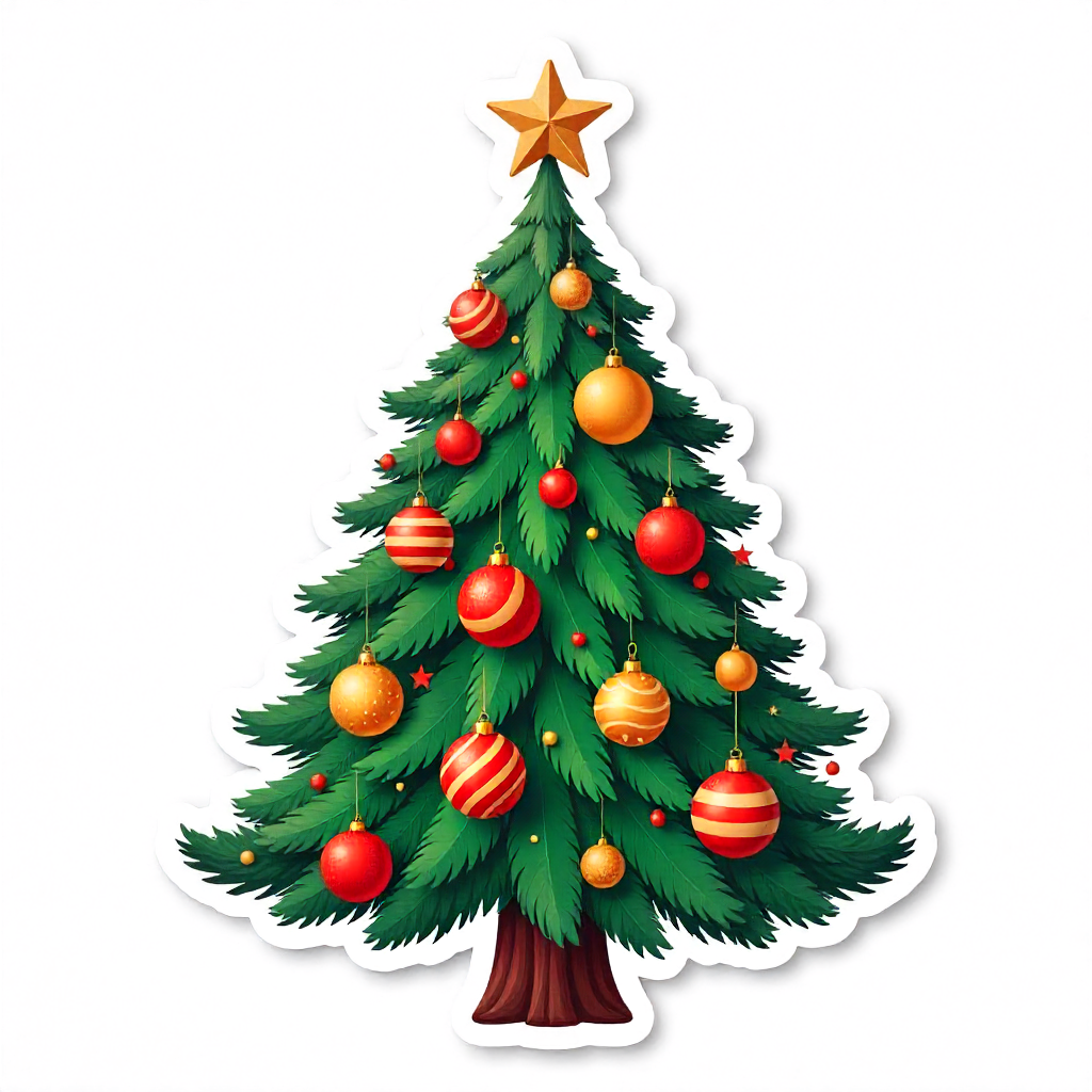 Vintage Christmas Tree Sticker