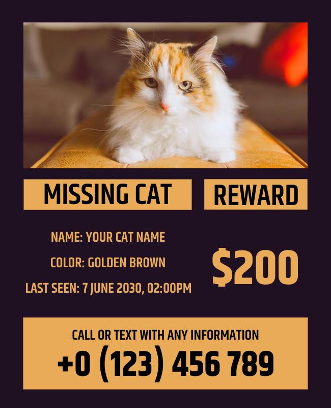 Flyer highlighting a reward offer to encourage assistance in finding the lost pet