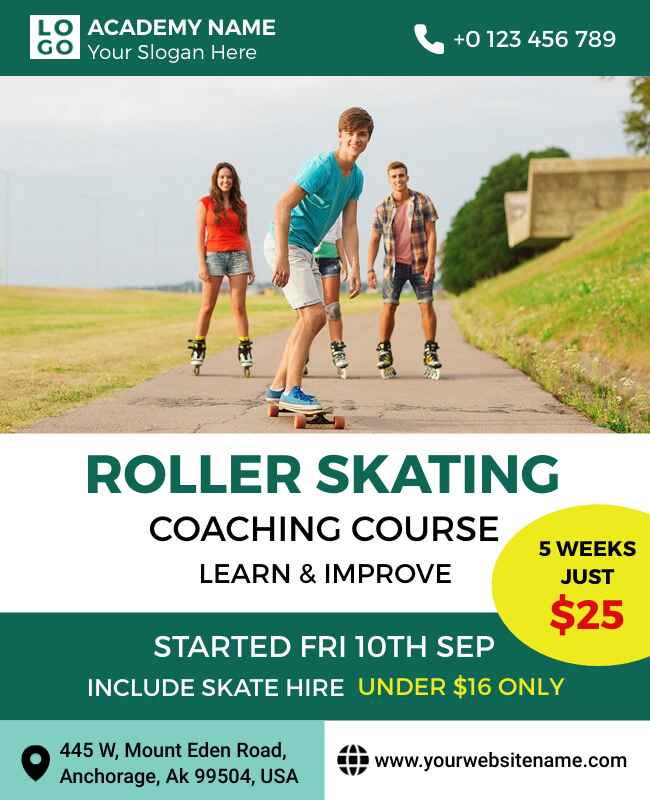 Roller Skating Coaching Flyer Template