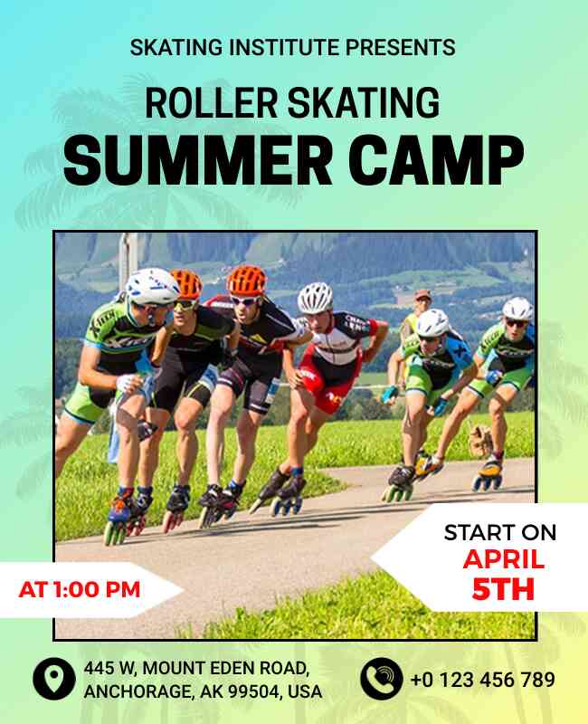 Roller Skating Summer Camp Flyer Template