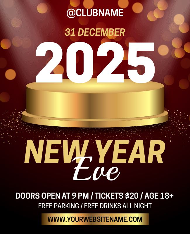 Classic New Year Event Flyer with elegant design and festive elements