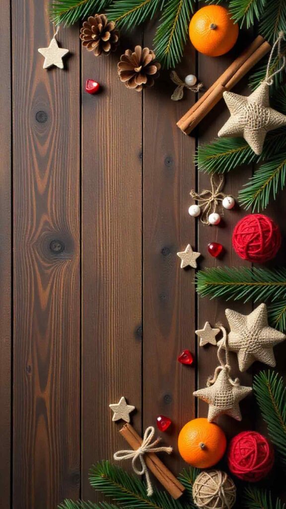 Rustic Handmade Ornament Display Background