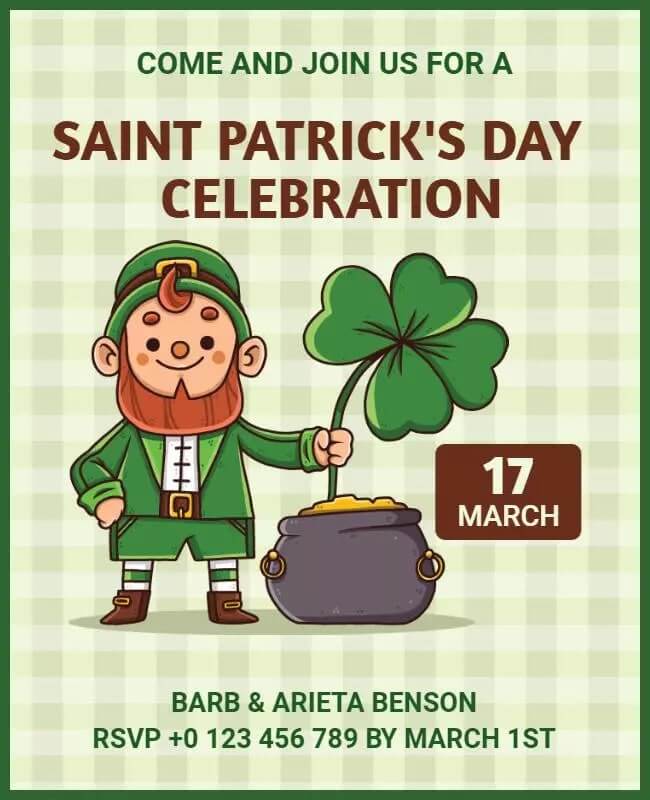 Saint Patrickss Day Celebration Event Flyer with Festive Decorations