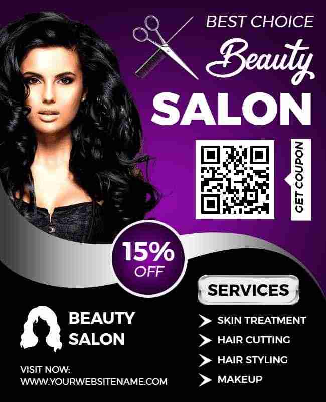 Salon Flyer Design with QR Code for Easy Access