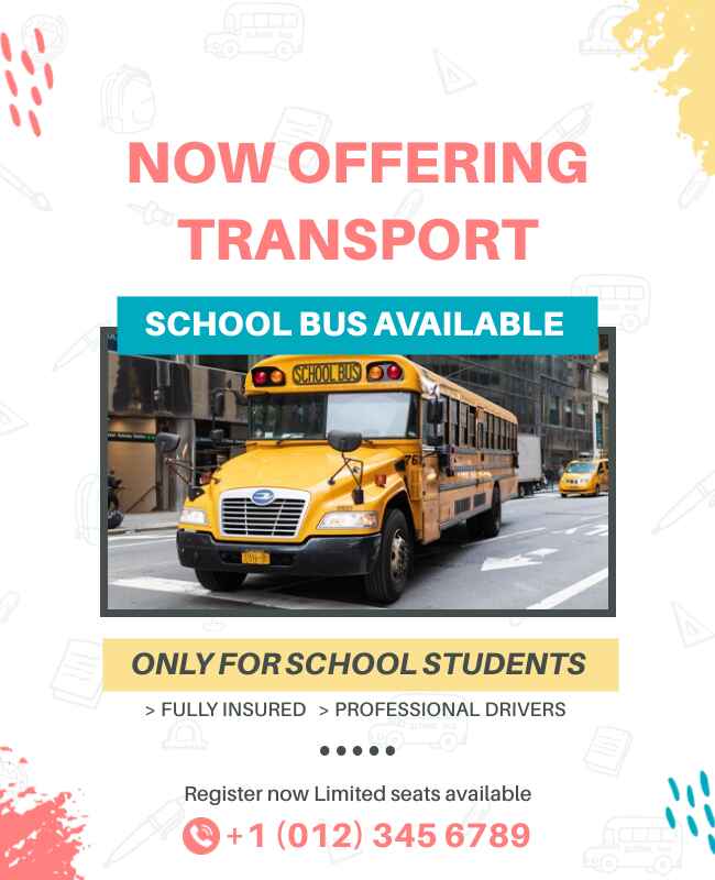 School Bus Transportation Service Flyer Template