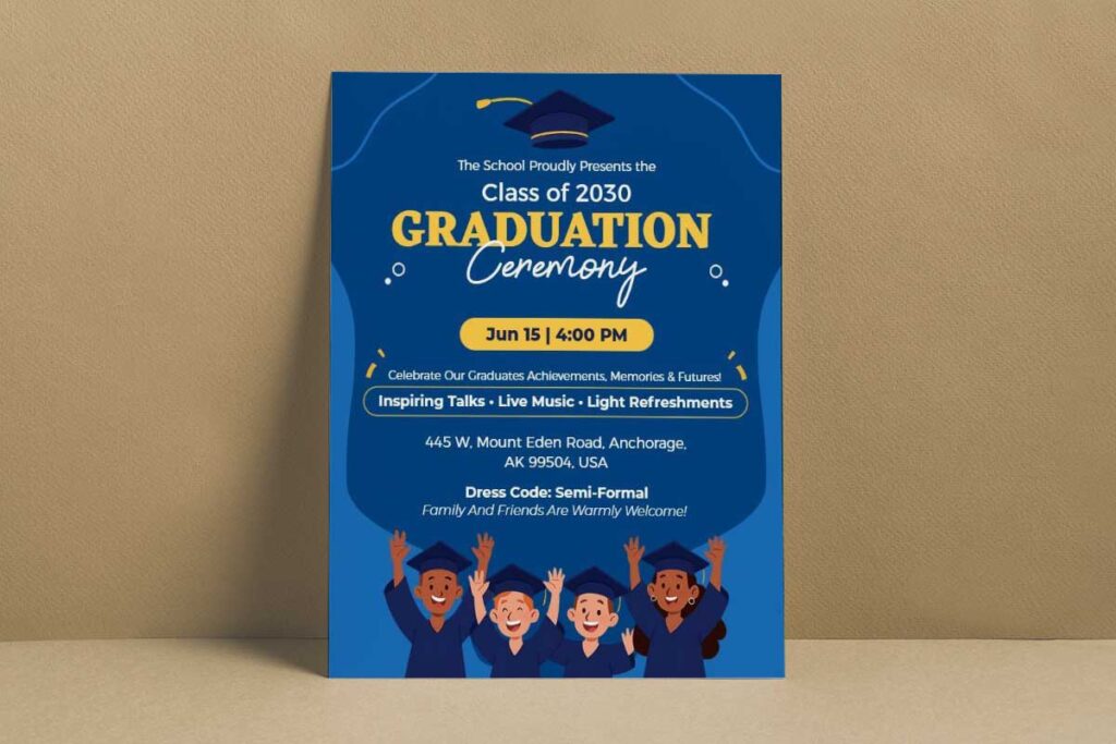 School Graduation Ceremony Invitation Flyer Template