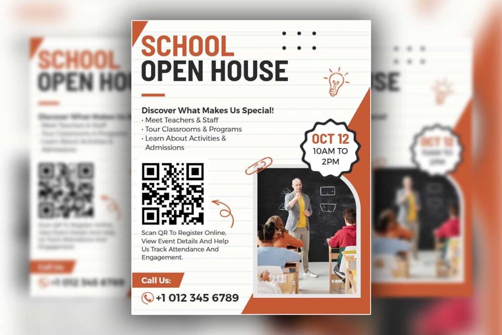 School Open House QR Code Event Flyer Template