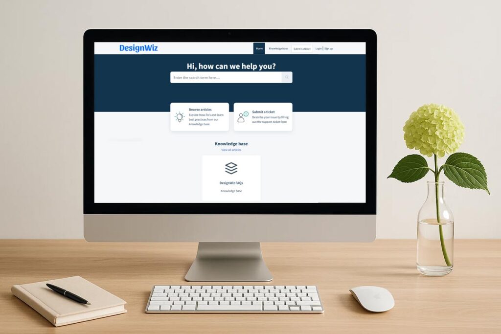 Screen Showing Flyer Design Support Chat With Help Options