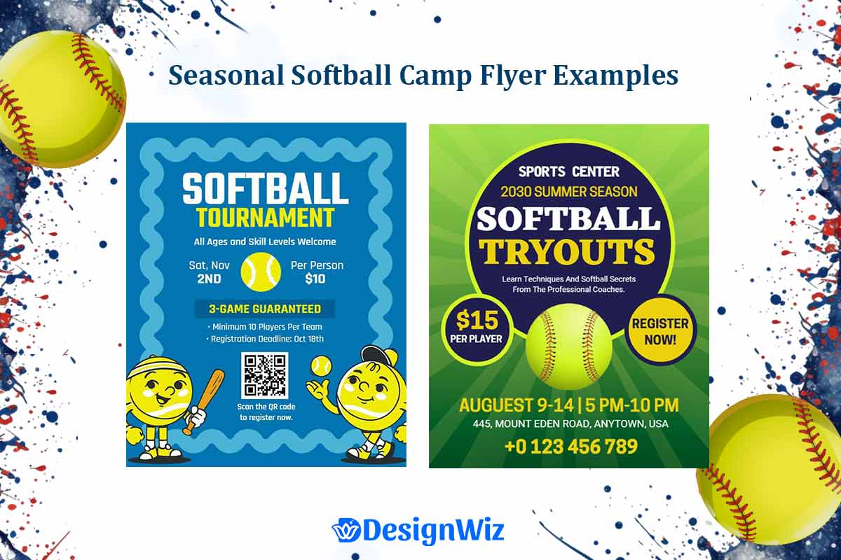 Seasonal Softball Camp Flyer Examples