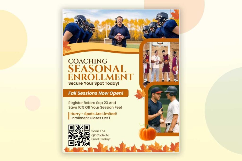 Seasonal Sports Coaching Enrollment Flyer Template
