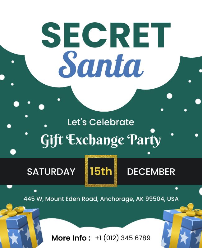 Secret Santa flyer with a clean, minimalist design and subtle festive accents