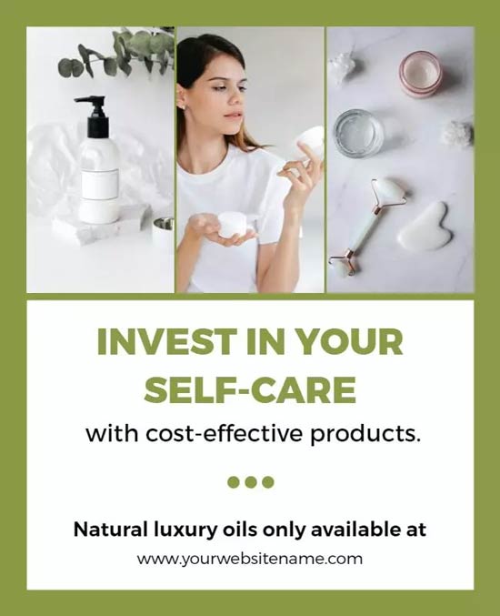 Self-Care Skin Product Promotion Flyer Highlighting Exclusive Offers and Benefits