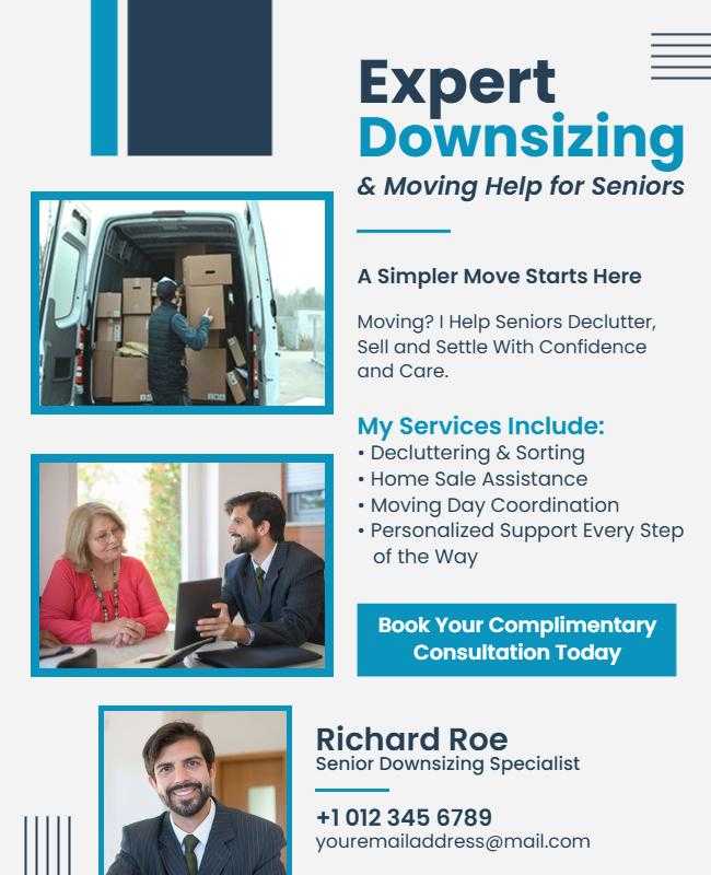 Senior Downsizing and Moving Assistance Flyer Template
