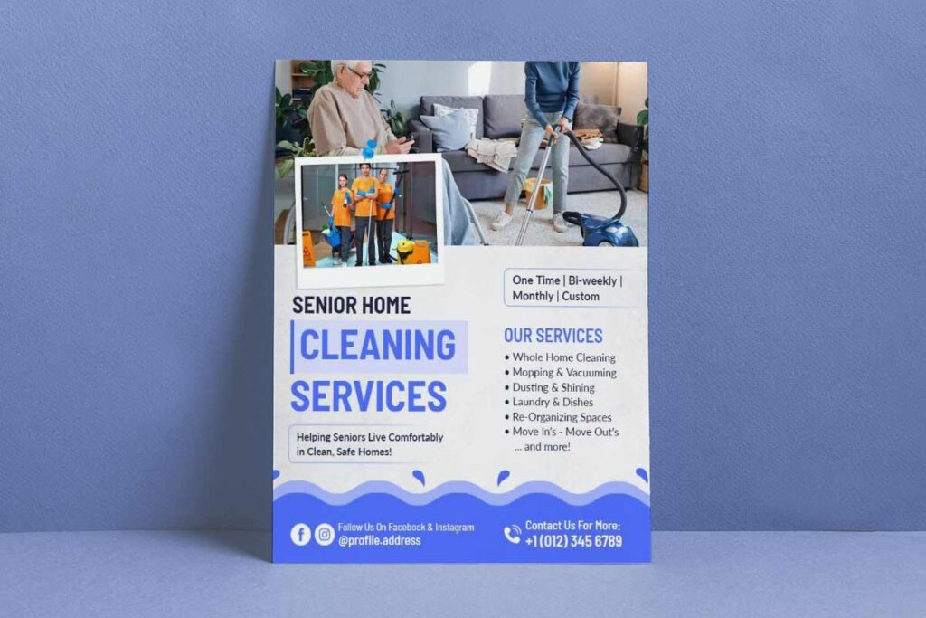 Senior Home Cleaning Services Promotional Flyer Template
