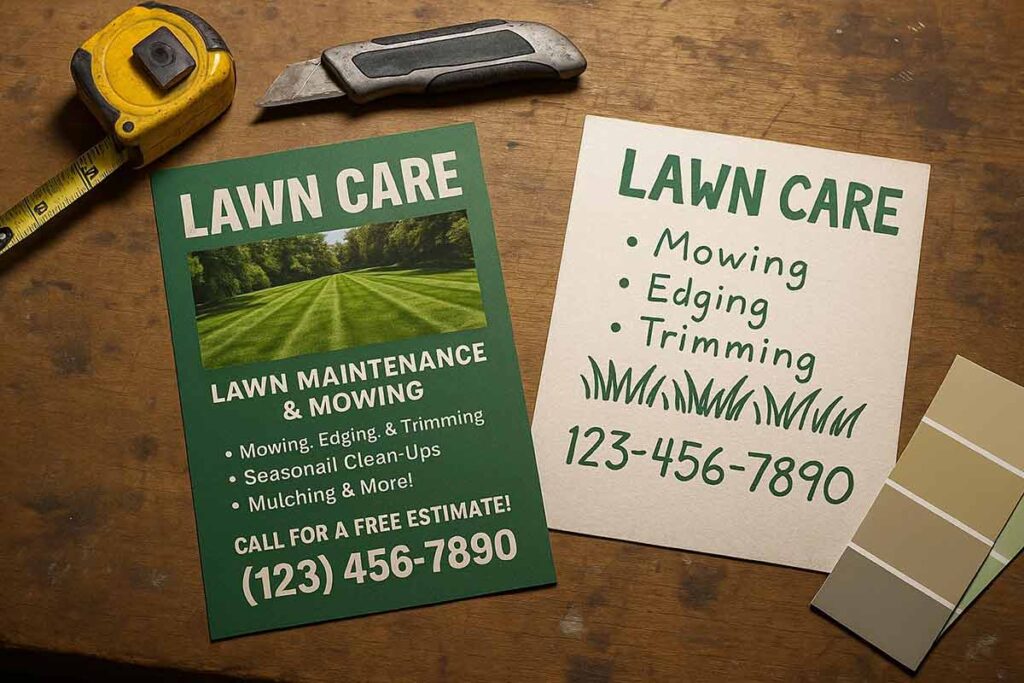 showcase quality standards of professional vs basic lawn care flyer