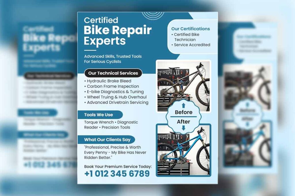 Certified Bike Repair Services Flyer Template