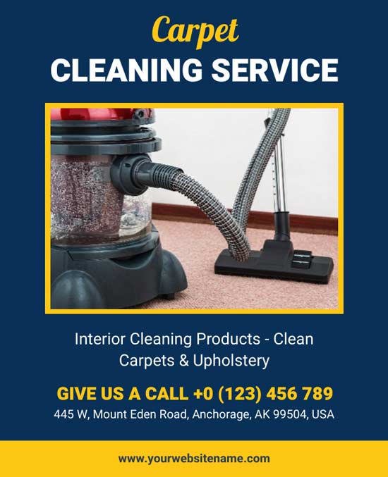 Simple Carpet Cleaning Service Flyer Featuring Essential Cleaning Details