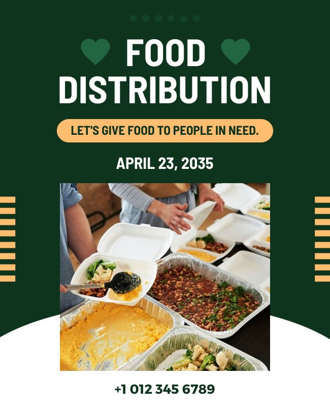 Clear and engaging flyer promoting food distribution services and event details