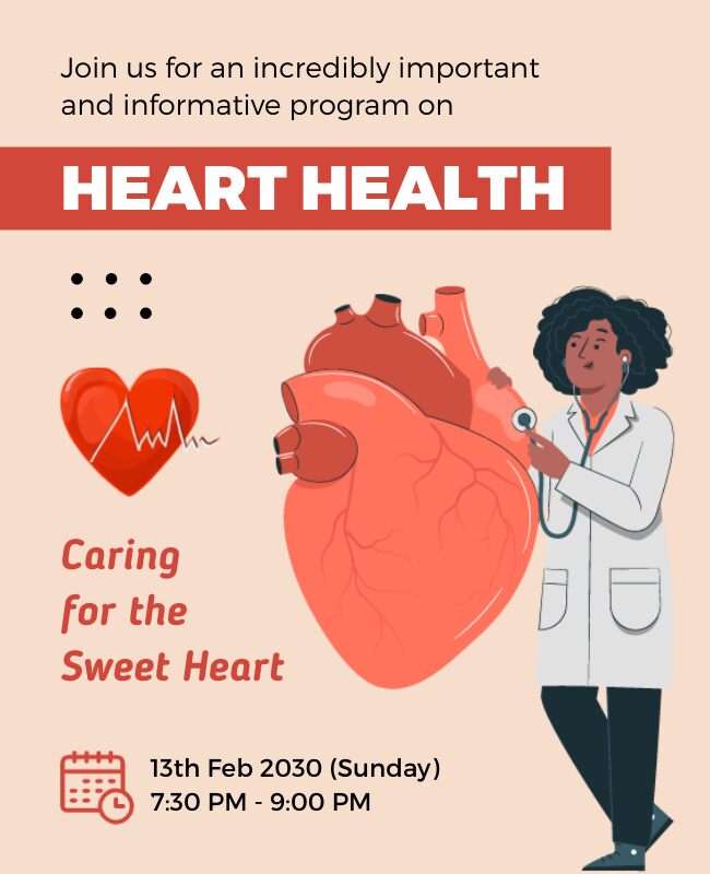 Simple Heart Health Awareness Program Flyer Template