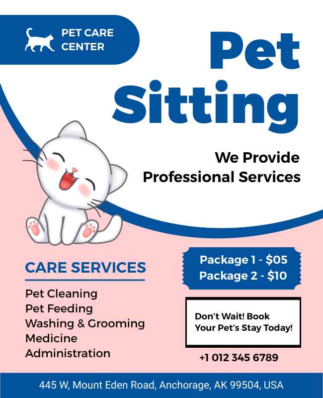 Simple Pet Sitting Service Flyer Template