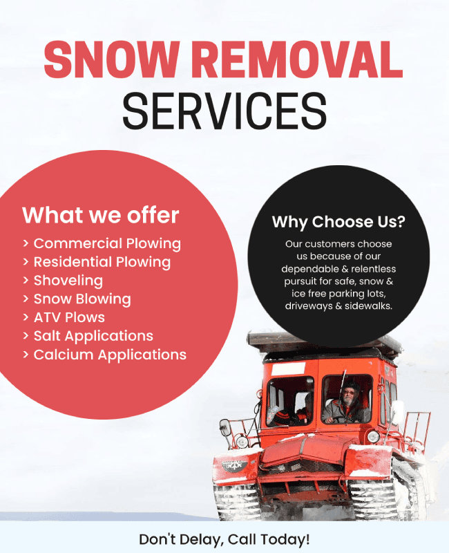 Professional flyer promoting snow removal solutions.